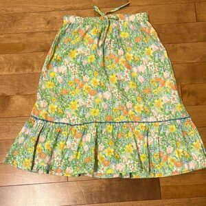 Vintage JC Penney Green Floral A-Line Tiered Skirt